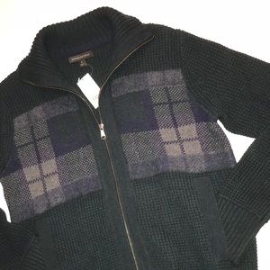 NWT Banana Republic Wool Sweater Full Zip Plaid -S